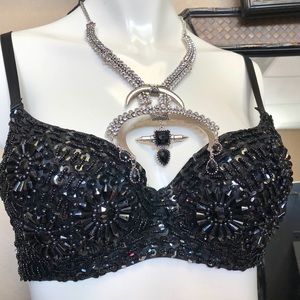 Black beaded bra